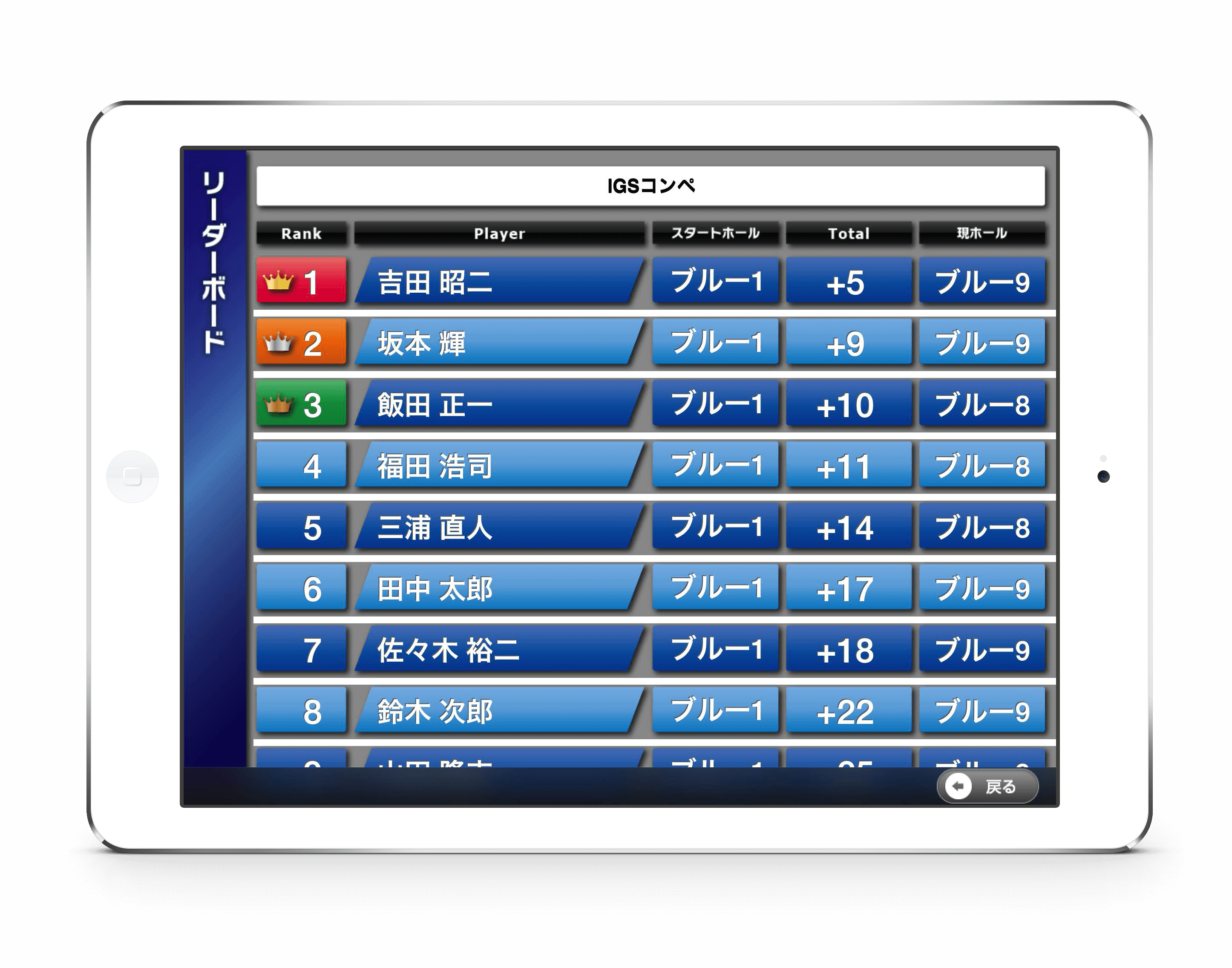 iPad マーシャルナビ リーダーボード機能